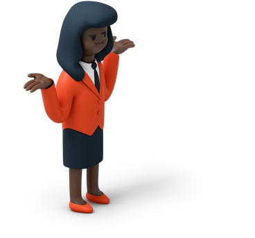 Черная деловая женщина пожимает плечами в PNG, SVG