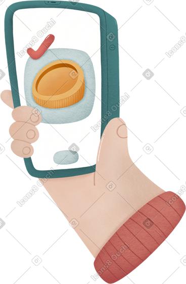 Hand with mobile phone PNG, SVG