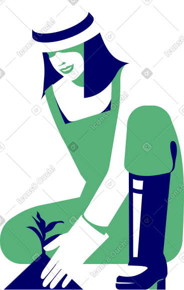 帽子和橡胶靴的女性花匠 PNG, SVG