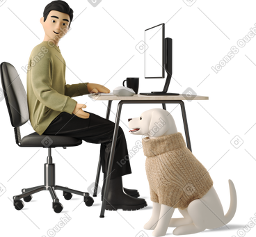 Man working with dog PNG, SVG