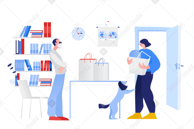 Grocery delivery in Covid time  Illustration in PNG, SVG