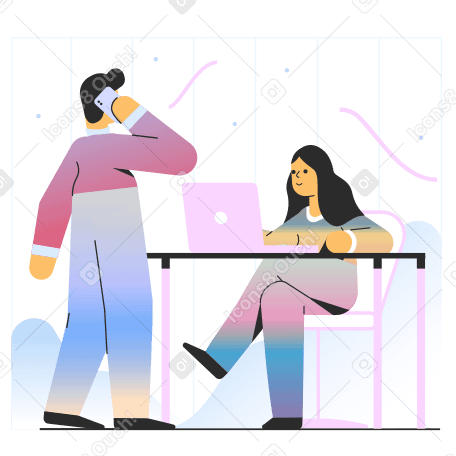 Man and woman working together Illustration in PNG, SVG
