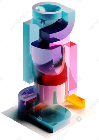 3D stack of abstract geometrical glass shapes PNG, SVG
