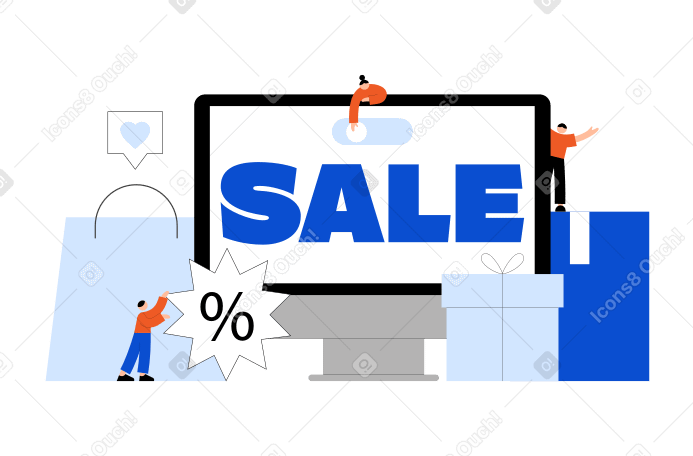 Online shopping promotion sale on computer monitor PNG, SVG
