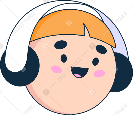 man's head with headphones Illustration in PNG, SVG