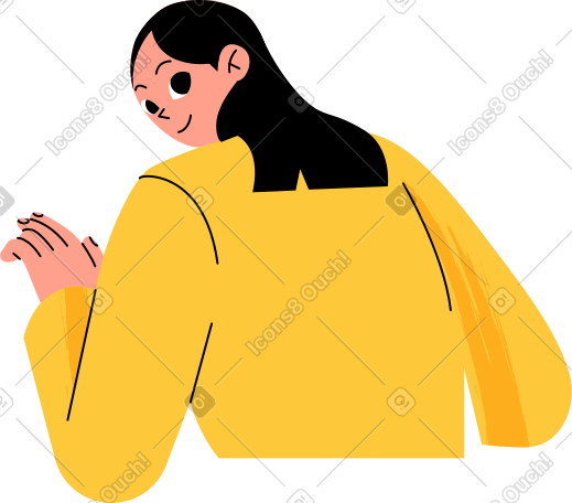 从后面微笑坐着的女孩 PNG, SVG