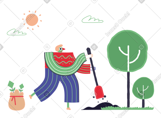 男人在花园里做景观美化 PNG, SVG