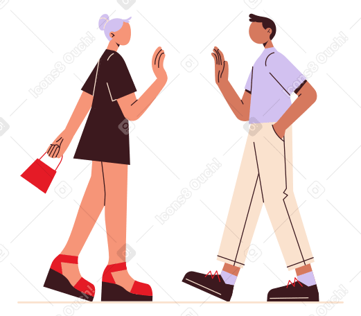 Woman and man walk towards each other PNG, SVG