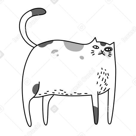 Standing Cat Illustration in PNG, SVG