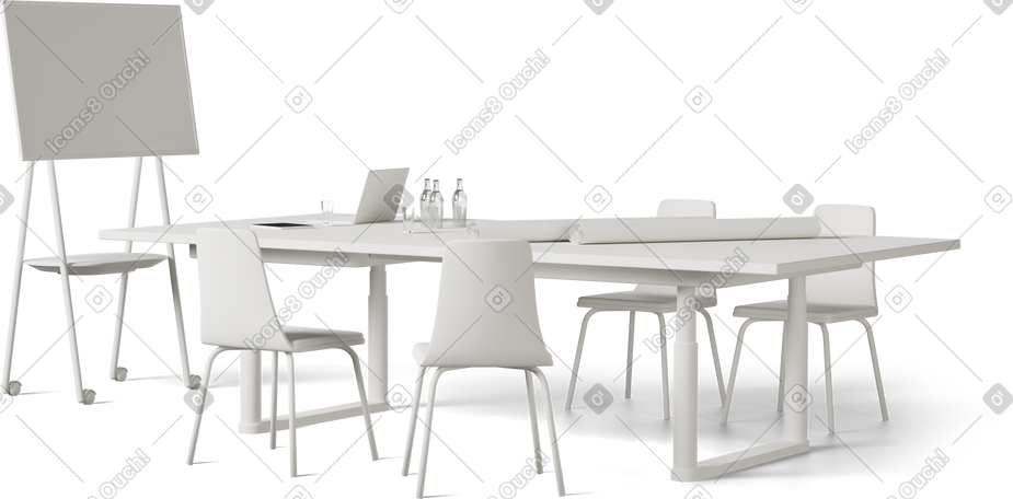 3D table chairs blackboard PNG, SVG