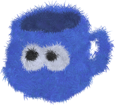 Синяя пушистая кружка с глазками в PNG, SVG