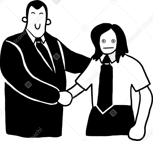 Deux personnages de doodle se serrant la main PNG, SVG