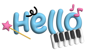 3d-text „hallo“-schriftzug mit zauberstab und klaviertasten PNG, SVG