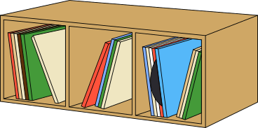 Mueble de almacenamiento con discos de vinilo PNG, SVG