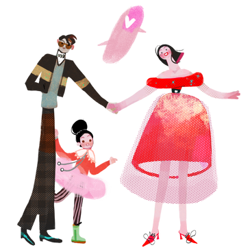 Happy couple and their daughter PNG, SVG