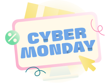 Lettering Cyber Monday on screen with cursor text PNG, SVG