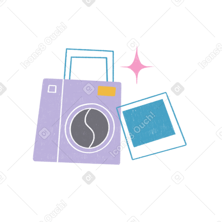 Purple camera and photo Illustration in PNG, SVG