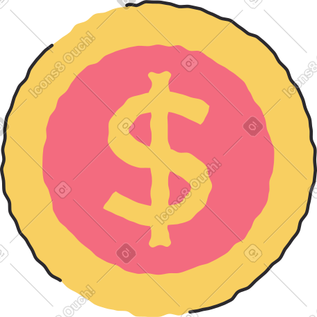 yellow coin dollar PNG, SVG