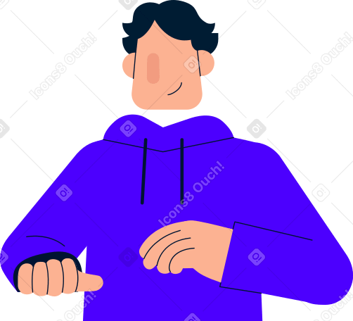 Mann in einem blauen kapuzenpullover hält etwas PNG, SVG