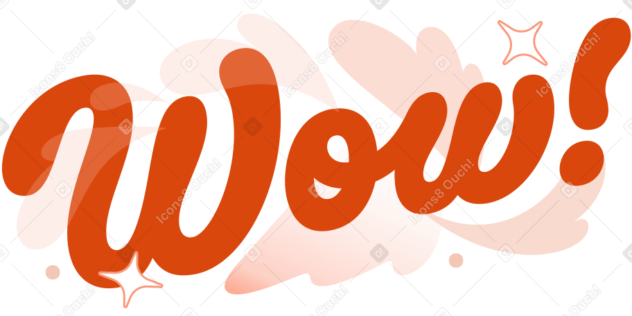 Schriftzug wow! mit sternen und mehrfarbigem text in pastellspritzern PNG, SVG