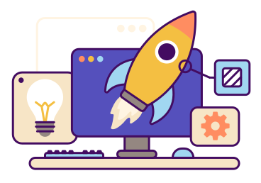 Startup launch and business idea animated illustration in GIF, Lottie (JSON), AE