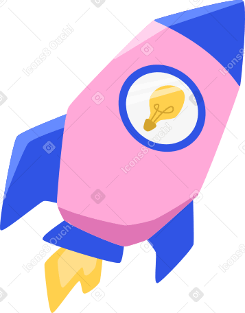 안에 전구가 있는 분홍색 로켓 PNG, SVG