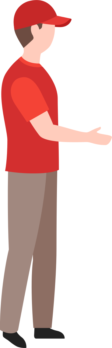 delivery man in red cap PNG, SVG