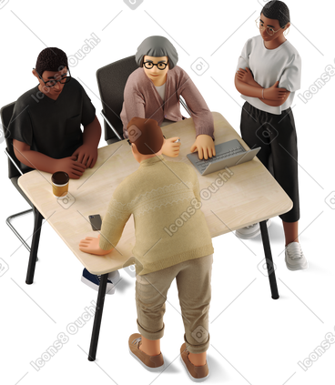 Four people at work PNG, SVG