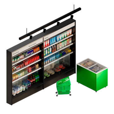 Isometric refrigerator in a supermarket PNG, SVG