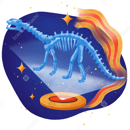Holograma de un esqueleto de dinosaurio. PNG, SVG