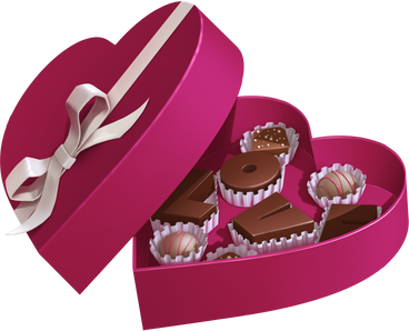 heart shaped box with chocolate PNG, SVG
