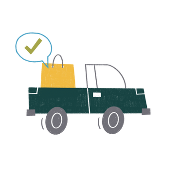 Green truck with an order PNG, SVG