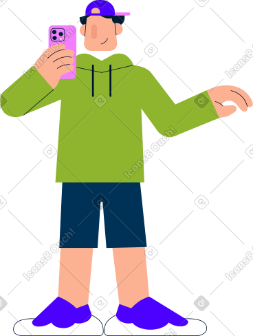 Man with a phone in his hand PNG, SVG