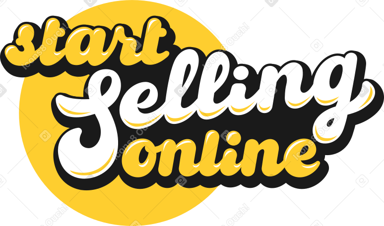 lettering start selling online Illustration in PNG, SVG