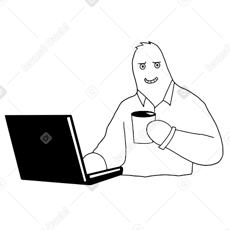 Personagem doodle escondendo dor no trabalho PNG, SVG
