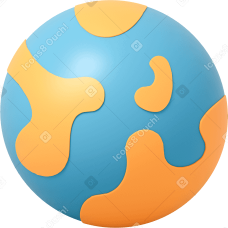 3D Planet earth with yellow land Illustration in PNG, SVG