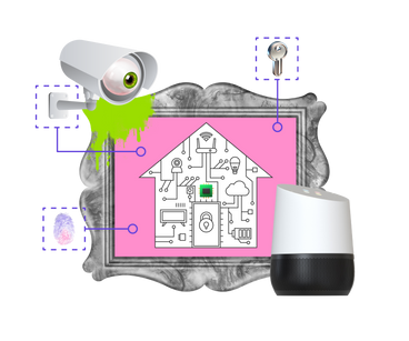 Smart house with surveillance camera and smart devices PNG, SVG