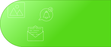 이미지, 메시지, 알림이 포함된 녹색 배경 PNG, SVG