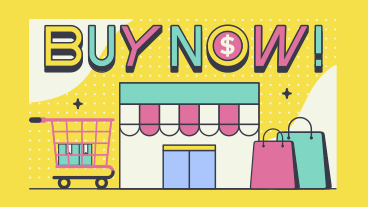 Letras compre agora! com elementos de compras PNG, SVG