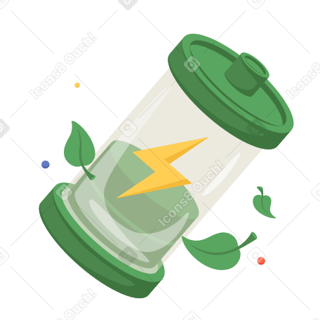 sustainable energy stored in an eco battery animated illustration in GIF, Lottie (JSON), AE