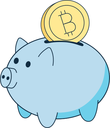 Ilustración animada de blue piggy bank with bitcoin coin en GIF, Lottie (JSON), AE