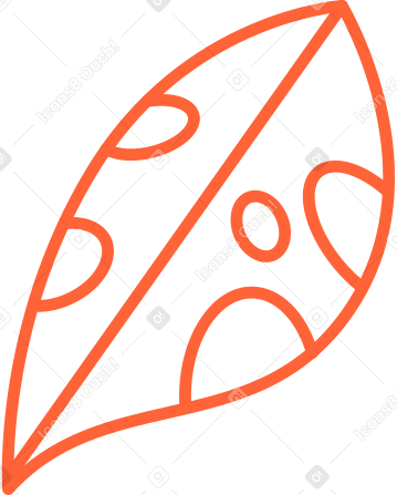 white leaf with ovals and red outline PNG、SVG