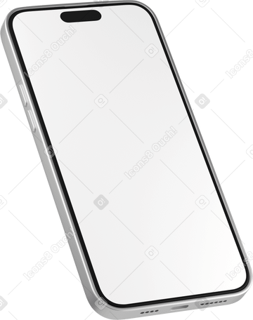 3D side view of white phone screen Illustration in PNG, SVG