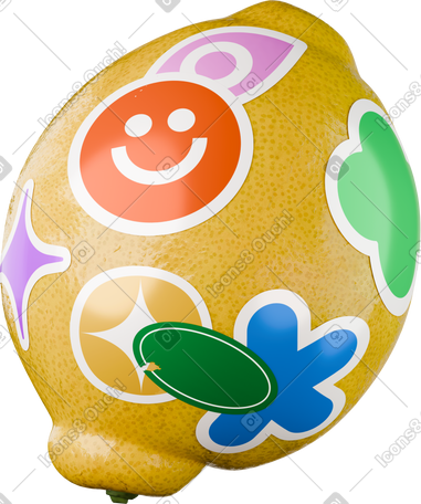 lemon with stickers PNG, SVG