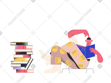 Man puzzling over a book, scratching his head PNG, SVG