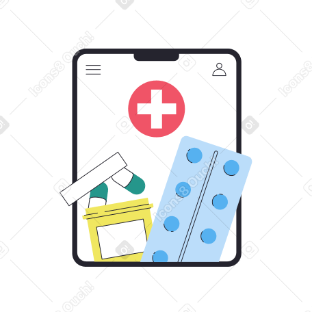 medical app on tablet Illustration in PNG, SVG