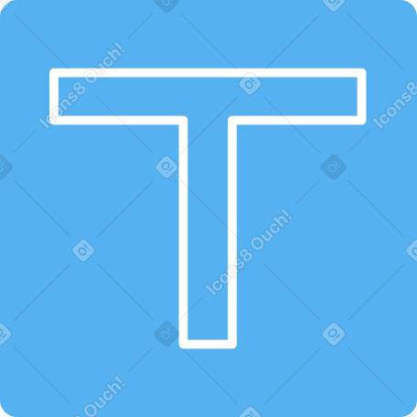 blue square with t letter в PNG, SVG