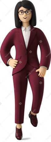 3D sitting businesswoman in red suit Illustration in PNG, SVG