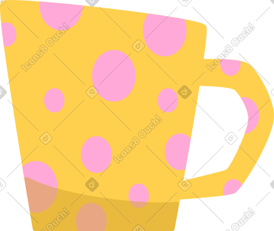 带粉色圆点的黄色杯子 PNG, SVG