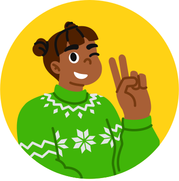 Woman showing v sign avatar animated illustration in GIF, Lottie (JSON), AE